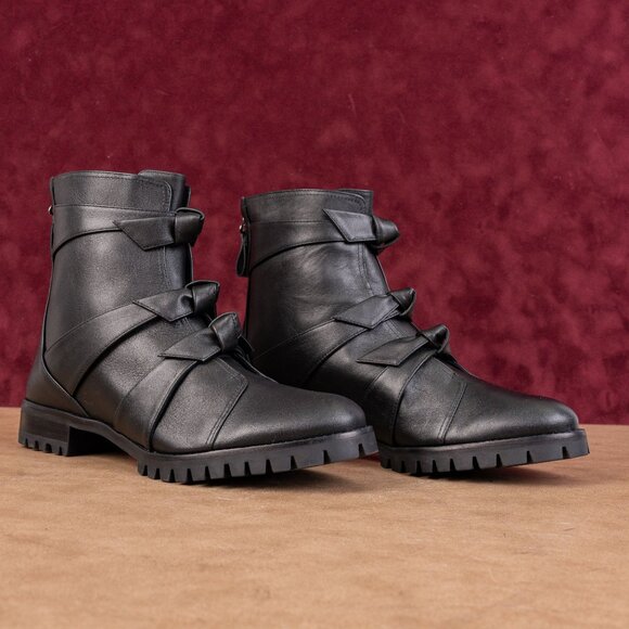 Alexandre Birman Shoes - Alexandre Birman Wmn Lolita Black Leather Waterproof Combat Boots 8.5US EUR39